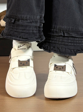 回力魔术贴可爱小白鞋女2026春季大头鞋轻便运动百搭透气白色板鞋