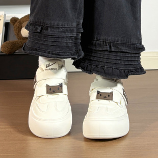 回力魔术贴可爱小白鞋 大头鞋 轻便运动百搭透气白色板鞋 女2026春季