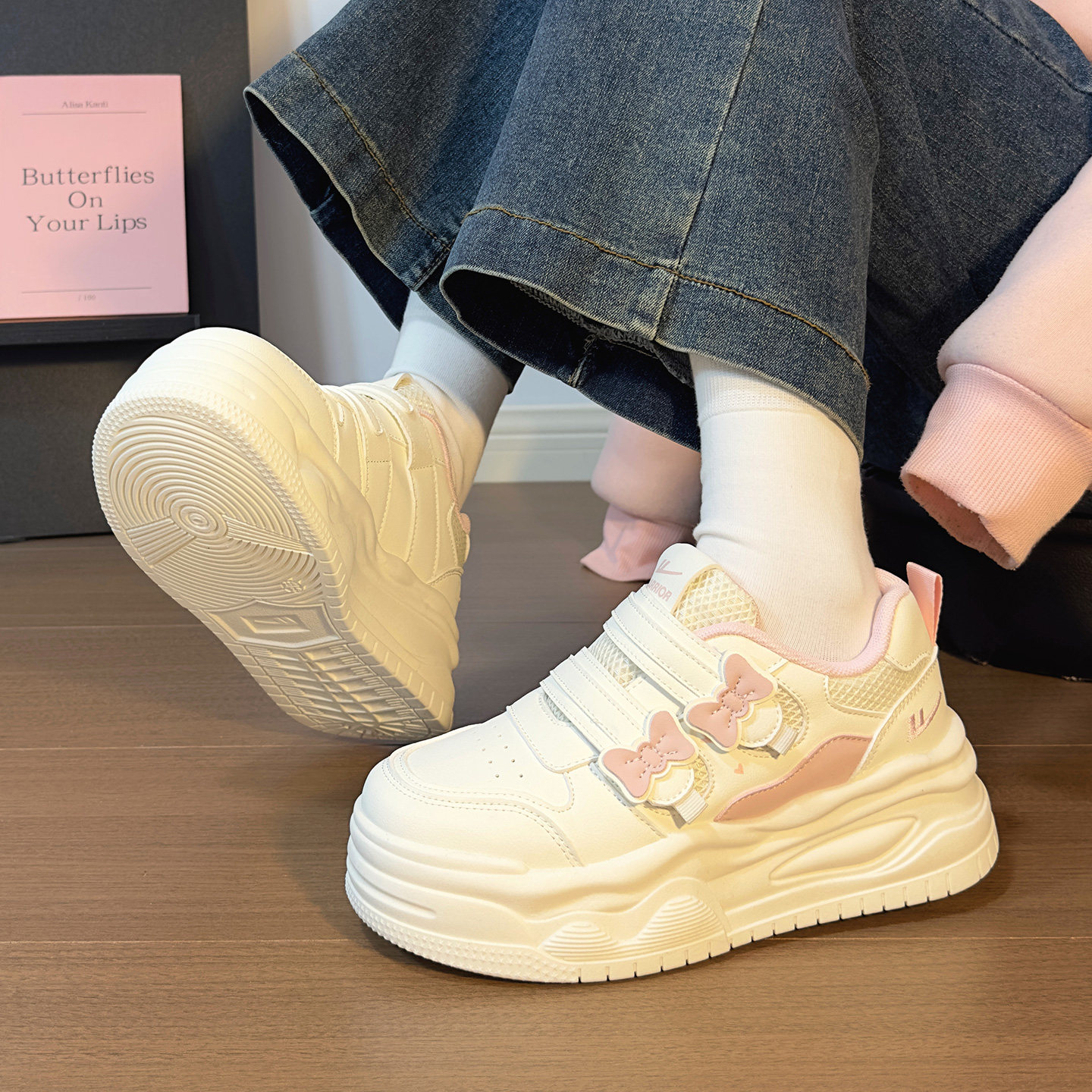 回力蝴蝶魔术贴小白鞋女2026春季新款学生百搭休闲运动厚底板鞋女,女鞋,休闲板鞋,淘宝优惠券,粉丝福利购,淘宝优惠卷
