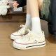 休闲运动透气复古板鞋 女厚底百搭2026新款 原创 白色帆布鞋 回力春款
