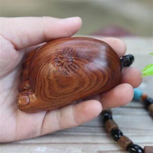 知足常乐老挝黄花梨木雕手把件实木手工雕刻把玩挂件汽车饰品吊坠