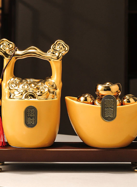 陶瓷招财新中式客厅聚宝盆摆件