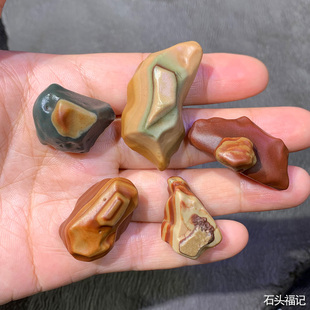 天然戈壁石 奇石 阿拉善彩玉 俏色玛瑙原石 层次感 错落有致