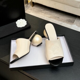 珍珠细跟包头拖鞋女外穿高跟半拖鞋2026夏季新款时尚百搭凉拖鞋子