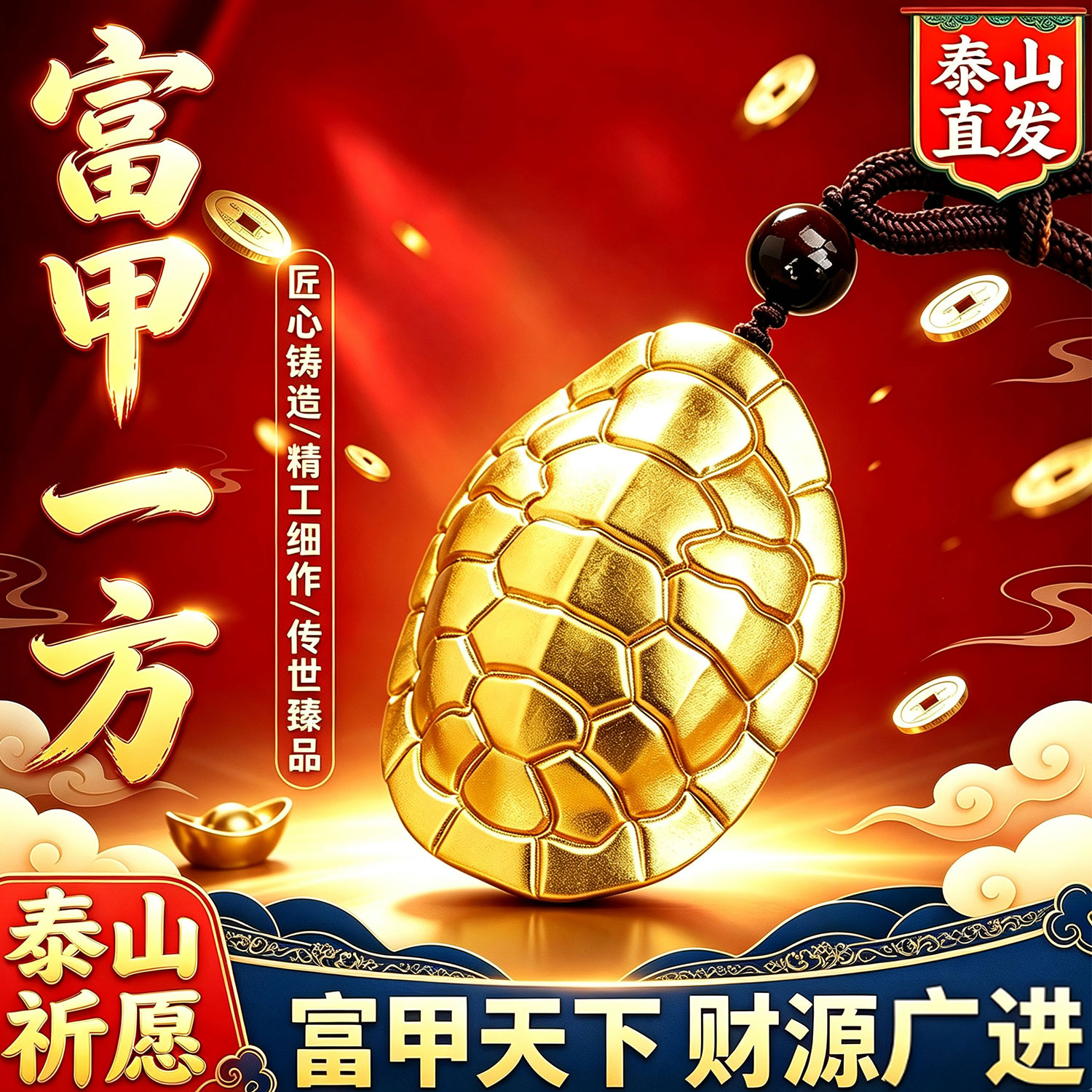 泰山祈愿直发富甲一方手把件
