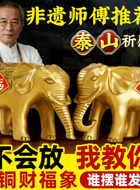 铜大象摆件一对招财铜象吸水象家居玄关客厅酒柜办公室开业礼品
