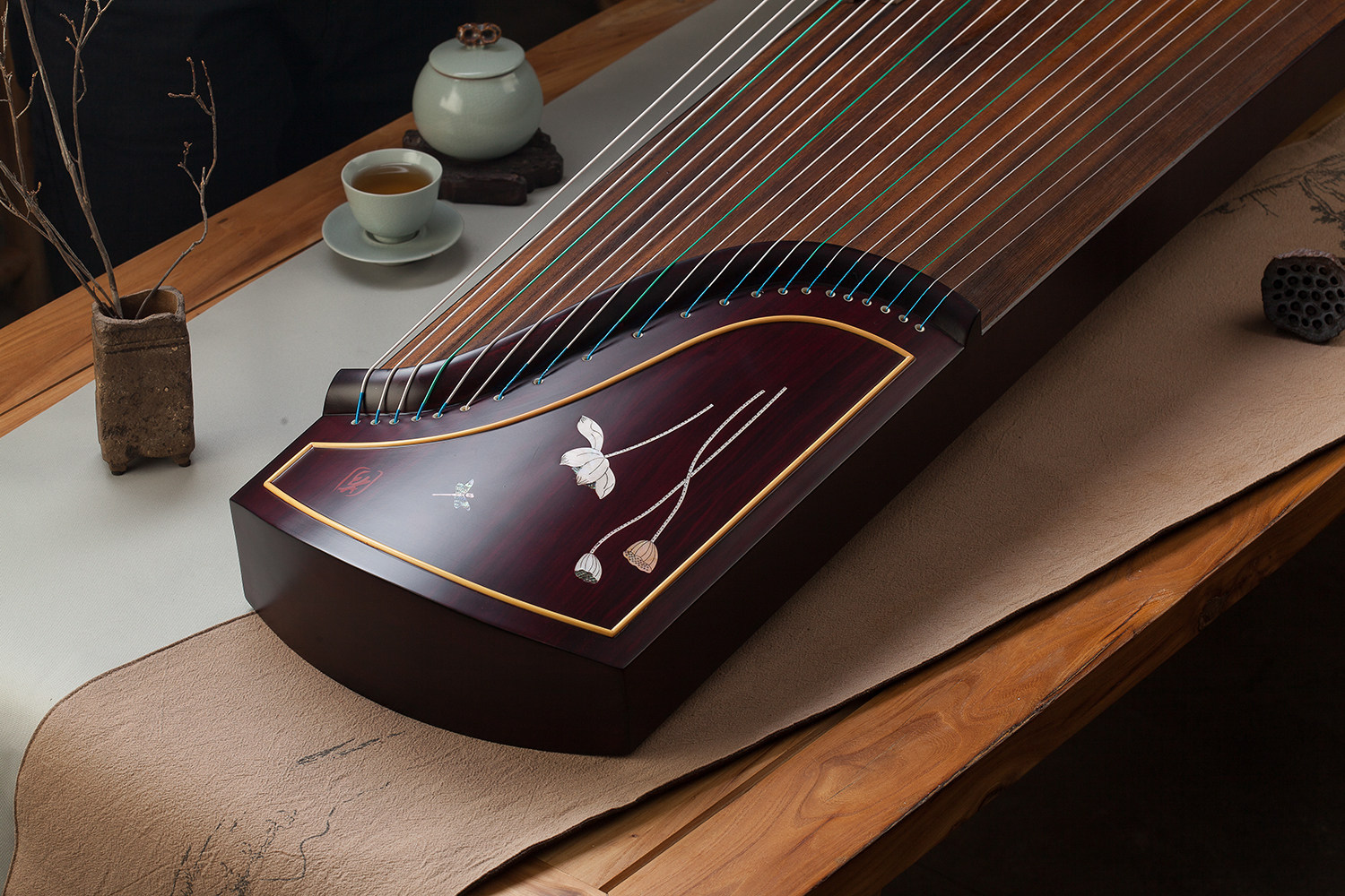 【琴昇乐器】古筝qs-l163银莲花语 专业演奏筝初学考级演奏十级筝