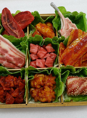 仿真九宫格烤肉 火锅烧烤食材模型展示样品菜盘摆件假烤肉定制