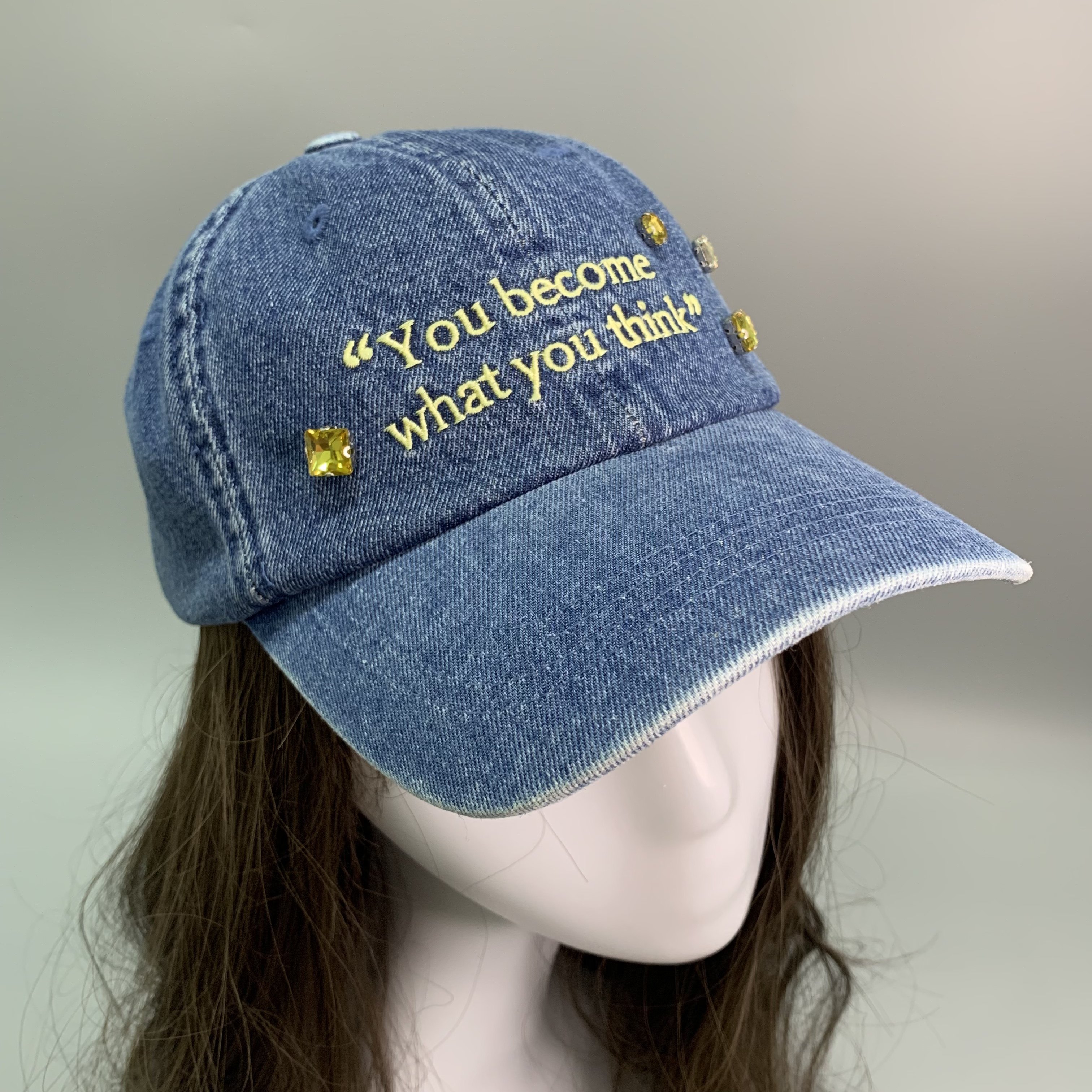 韩版正品水钻字母棒球帽复古水洗牛仔女生鸭舌帽可爱时尚蓝色帽子