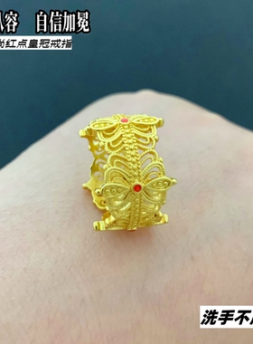 越南沙金镀金欧美款戒指久不掉色