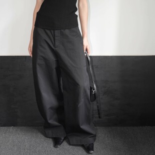AIRROOM「818新品 」复古巴黎风休闲高腰质感黑色老钱廓系长裤