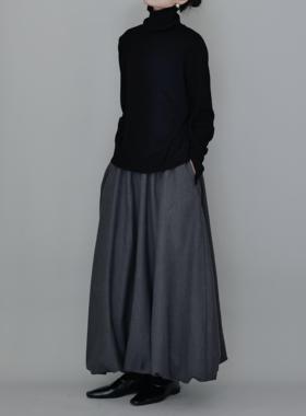 airroom重工毛呢花苞裙长款伞裙显瘦中长款复古半身裙2025女新品