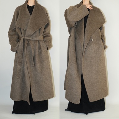 AIRROOM苔藓绿双面呢大衣外套