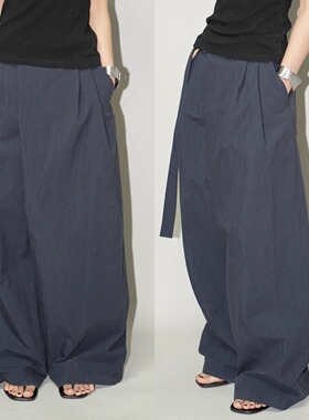 AIRROOM超显瘦的垂感小众长裤百搭宽松阔系棉质不对称设计休闲裤