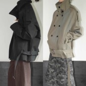 上衣外套 廓形设计感短款 AIRROOM复古双排扣经典 大翻领风衣外秋季