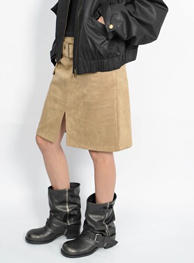 AIRROOM「922新品」本期超爱的复古麂皮氛围艺术感半身裙开叉中裙