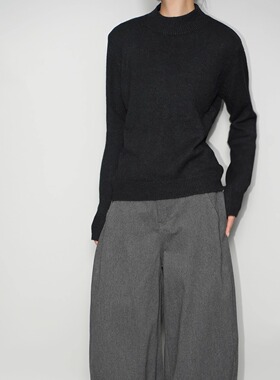 AIRROOM半高领复古百搭基础极简针织衫黑色套头秋冬内搭圆领毛衣