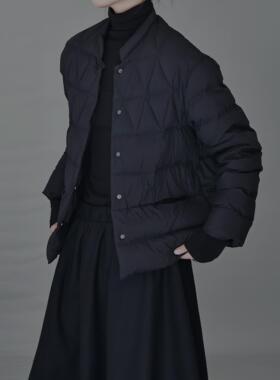AIRROOM女修身短款黑色羽绒服轻薄立领90白鸭绒内胆外穿百搭
