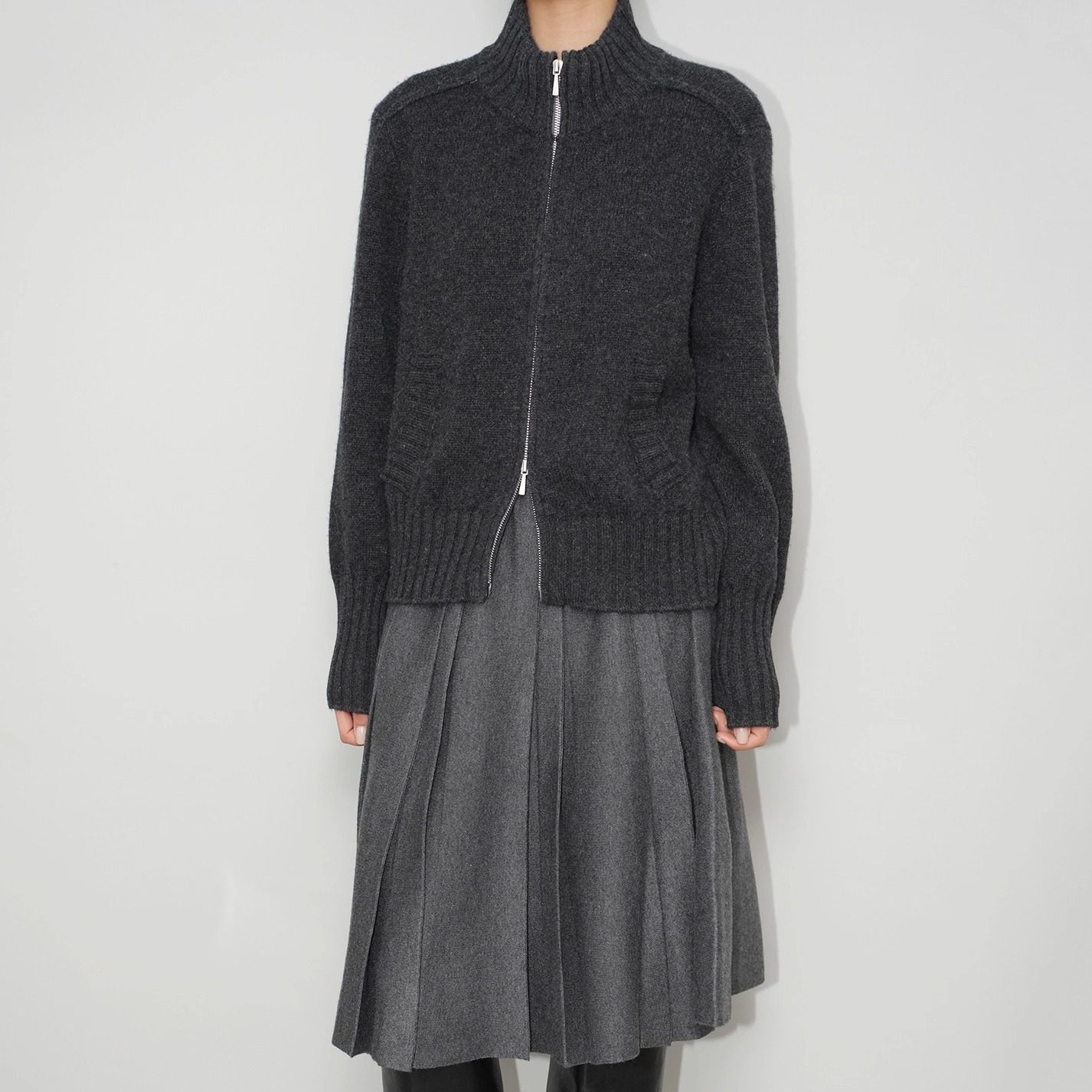 AIRROOM复古毛衣质感拉链开衫