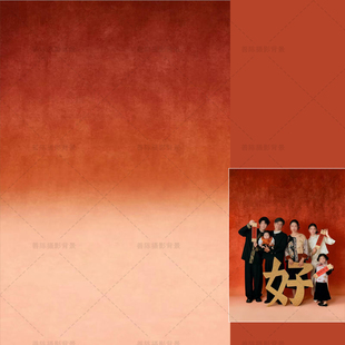 影楼摄影新年油画风全家福新中式复古红色肌理纹理儿童拍照背景布