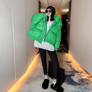 羽绒棉服女短款2025冬季爆款彩色棉衣连帽面包服洋气小个子棉袄潮