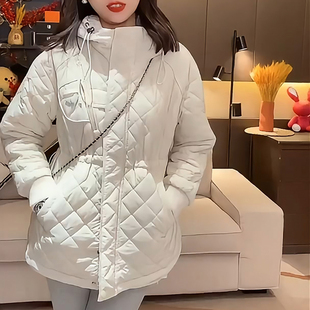 薄棉欧洲站2026秋冬季 洋气小个子百搭收腰显瘦连帽二棉服女 新款