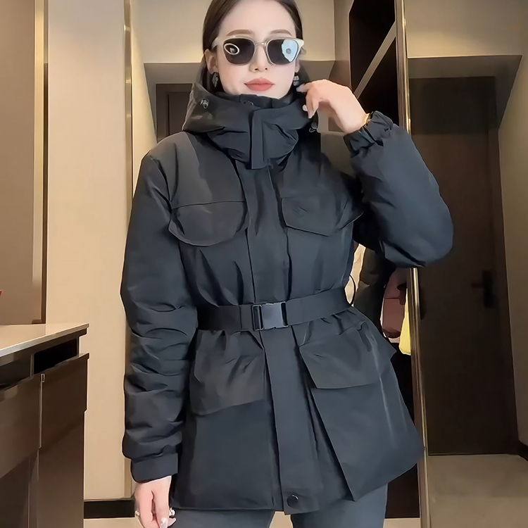 羽绒棉中长款韩版收腰加厚棉服女