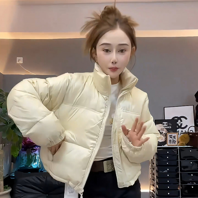 欧货哑光面料短款立领百搭棉服