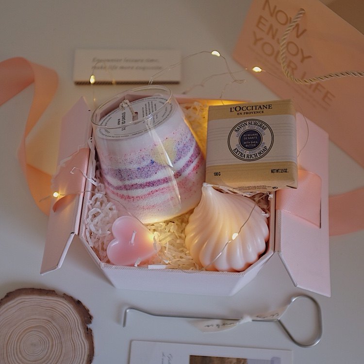 tdirisco莫奈紫藤日出印象手工沙画香薰蜡烛欧舒丹礼盒生日礼物