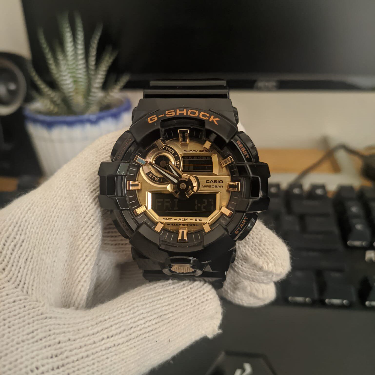 日本卡西欧运动时尚运动防水防震石英男生手表ga-710  710gb