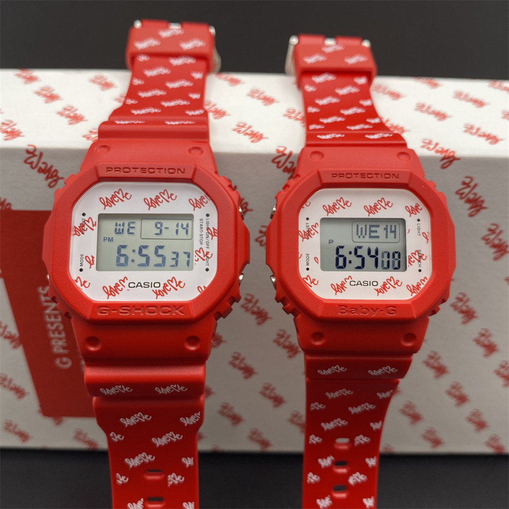 卡西欧baby-g 电子方块情侣对表lov-20b dw-5600lh  bgd-560lh