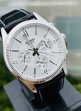 日本卡西欧男士休闲三眼指针真皮商务防水石英手表MTP-1375 1374