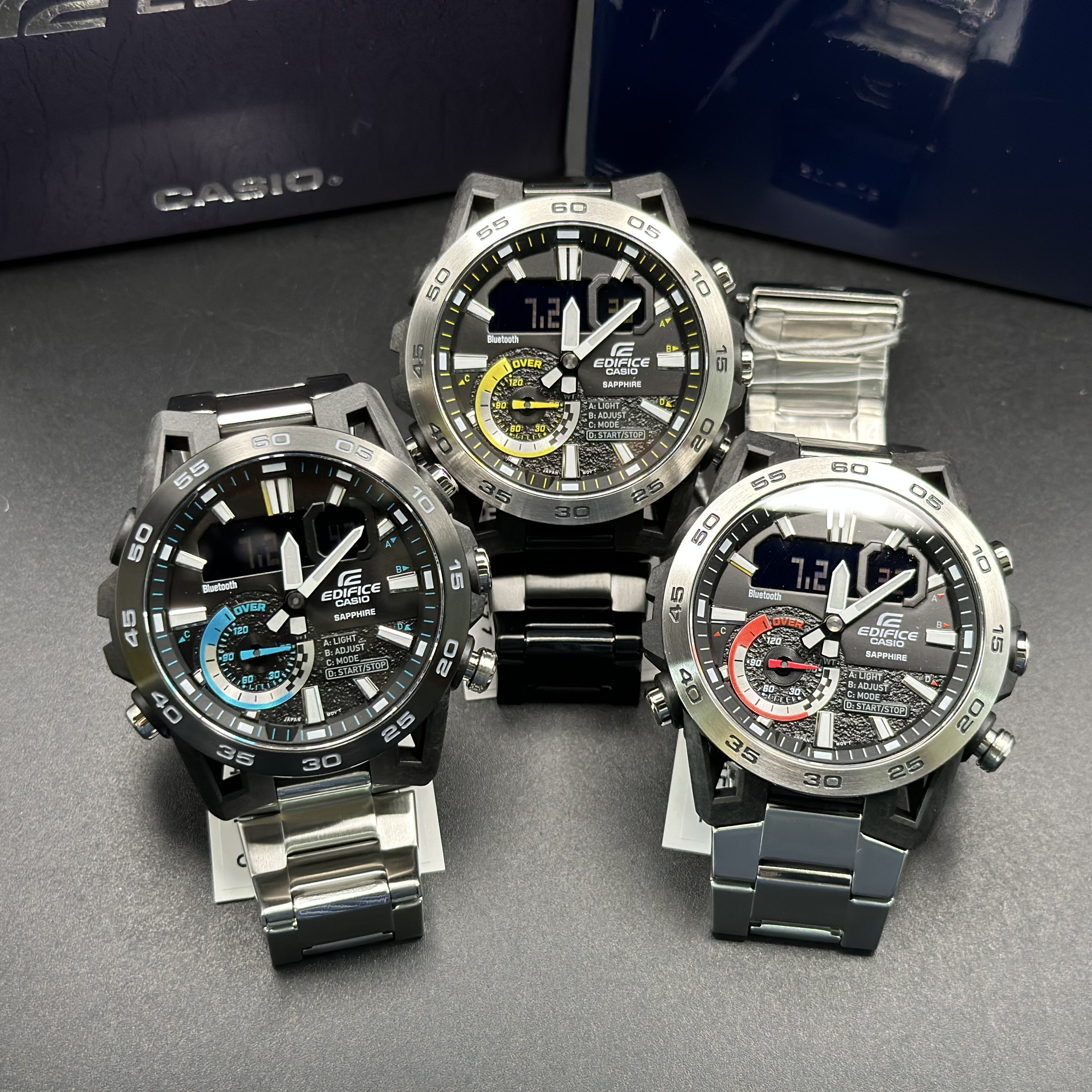 卡西欧edifice赛车表盘金属防水太阳能蓝牙商务男士手表ecb-40yd