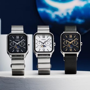 M305D MTP CASIO卡西欧方形月相显示休闲商务防水石英表MTP M305M