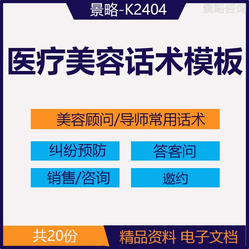 医疗整形医院美容顾问导师常用销售咨询邀约纠纷预防话术文本