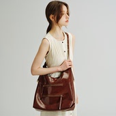 SORA ROSA春夏新款 小众设计单肩斜挎大包软皮休闲通勤女包金属感