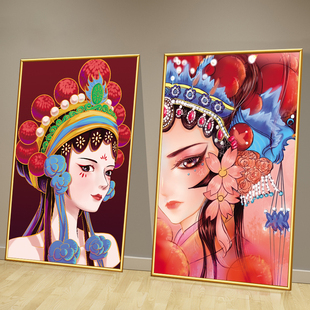 国潮餐饮饭店墙面装饰画挂图烧烤火锅店包厢包房布置壁画kt泡沫板