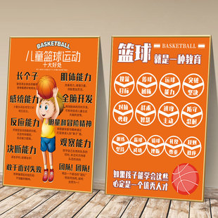 篮球馆墙面装饰画儿童篮球营文化背景墙壁画运动场主题海报贴纸