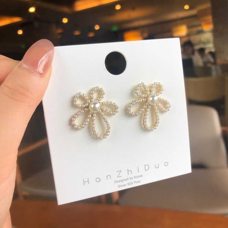 银针独特花朵精致法式小众风耳环