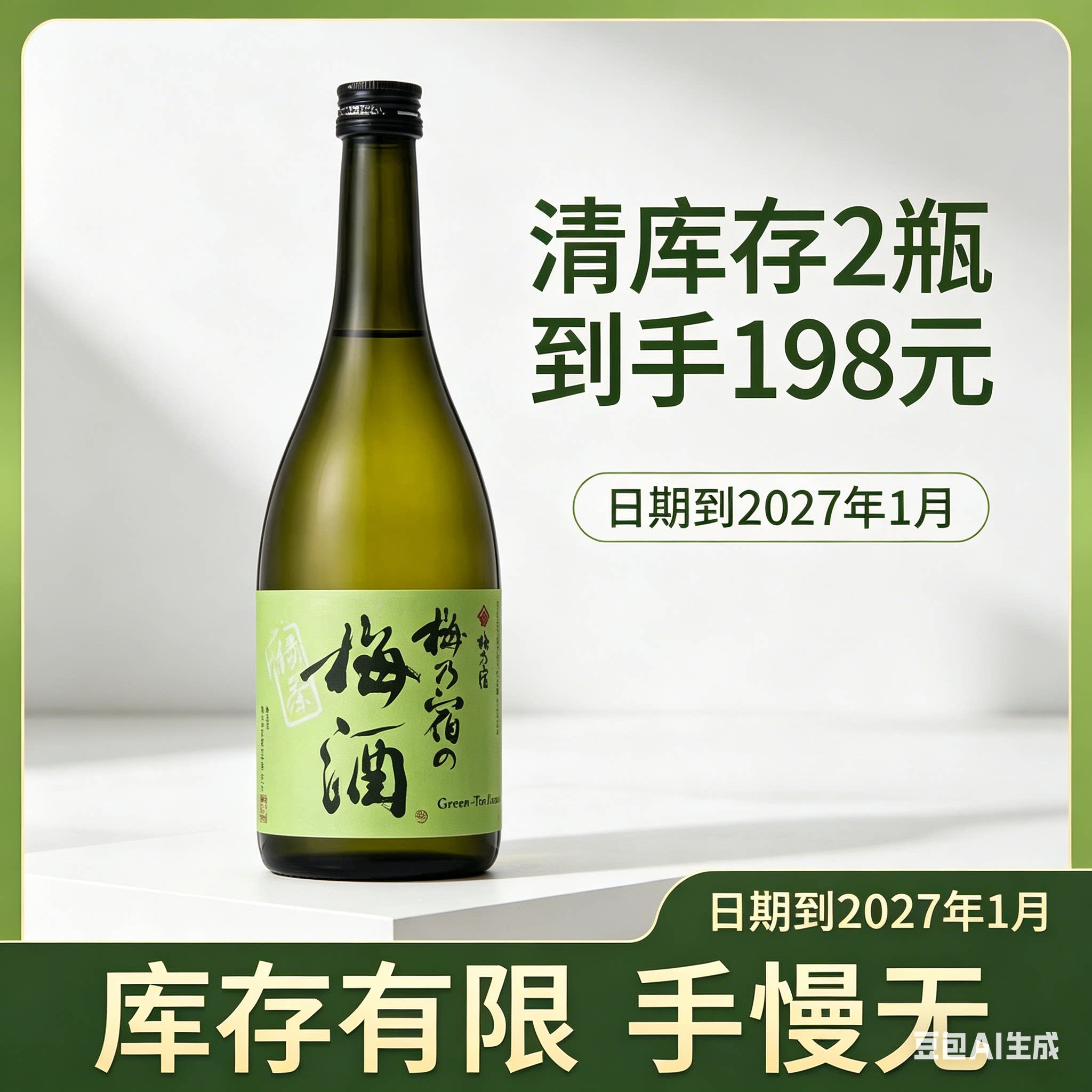 临期梅乃宿绿茶梅酒日本原装进口女士果酒720ML日期到2017年1月