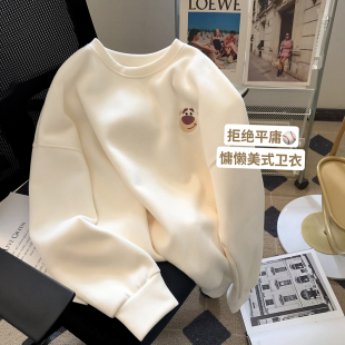 加绒冬季韩版男女同款打底衫圆领卫衣女重磅保暖长袖情侣款套头冬