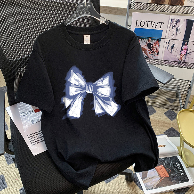 捡漏韩版ins网红纯棉印花字母中长款短袖T恤女宽松时尚百搭上衣潮