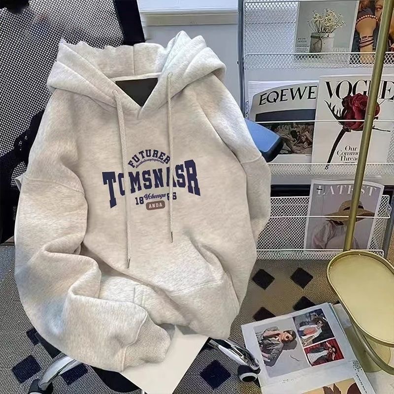 捡漏清仓美式字母印花连帽卫衣男女装慵懒风宽松休闲学生上衣外套