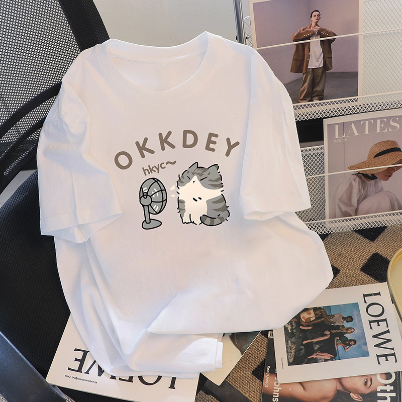 宽松大童新款休闲印花体恤t恤