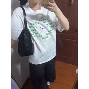 男女通用韩版 T恤男女宽松设计感小众百搭上衣 创意文字印花短袖