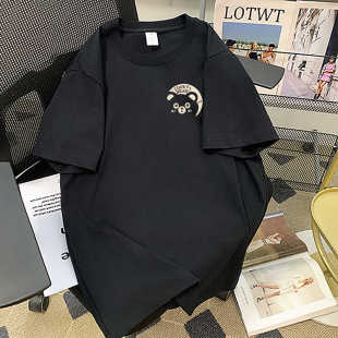 黑色t恤短袖男女装夏季大码胖mm宽松显瘦藏肉中长款上衣遮屁股潮