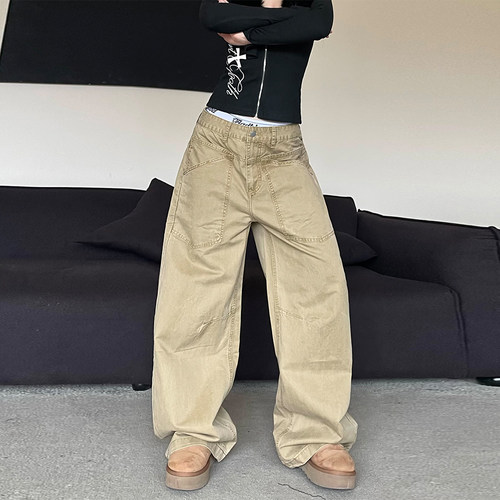 美式辣妹街头风解构弯刀工装裤