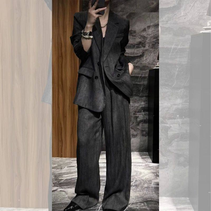 欧货通勤复古高级感职业西装外套2025年早春时尚轻熟风阔腿裤套装,女装/女士精品,时尚套装,淘宝优惠券,粉丝福利购,淘宝优惠卷