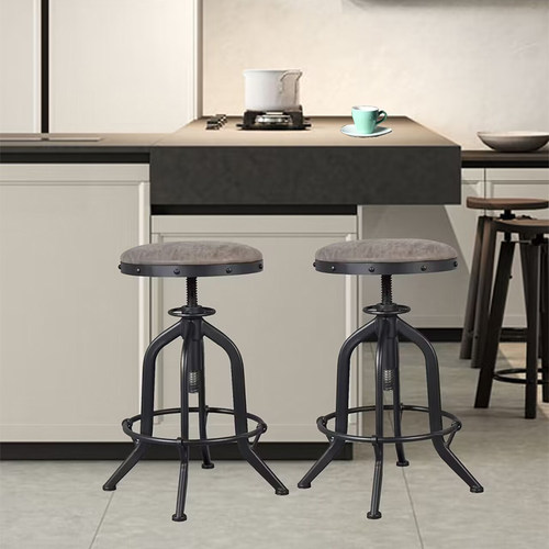 工业风复古铁艺酒吧椅民宿奶茶店可升降皮革座椅家用前台创意椅子