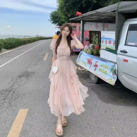 雪纺面料+原版做法】显瘦连衣裙法式甜欲风超仙女法式宫廷公主裙